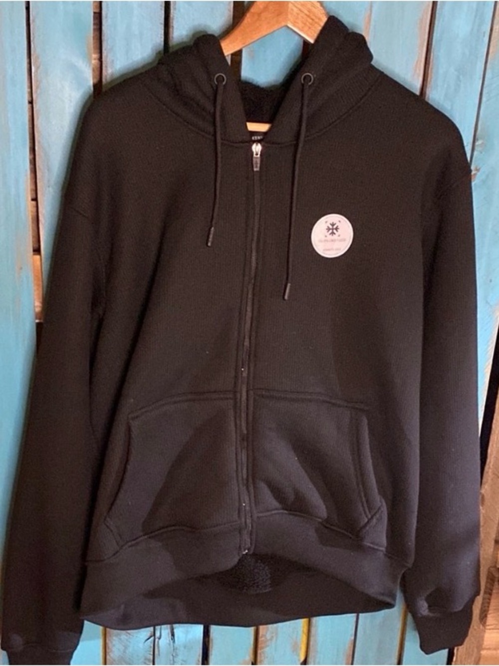 NWT Kenneth Cole Black Zip-Up sherpa lined The Mobility Fleece Hoodie size large